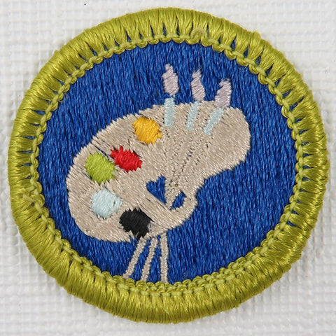 Art Current Issue Design Plastic Back Merit Badge [MB-109]