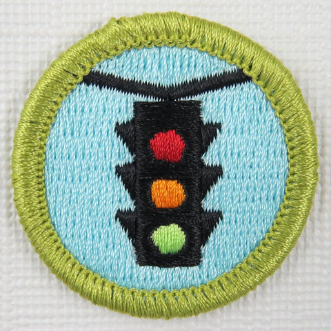 Automotive Safety/Traffic Safety Current Issue Design Plastic Back Merit Badge [MB-113]