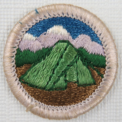 Camping (Silver) Current Issue Design Plastic Back Merit Badge [MB-119]