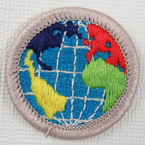 Citizenship in the World (Silver) Current Issue Design Plastic Back Merit Badge [MB-125]
