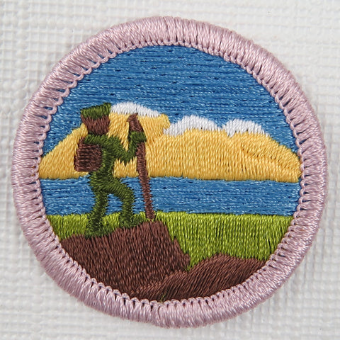 Hiking (Silver) Current Issue Design Plastic Back Merit Badge [MB-130]