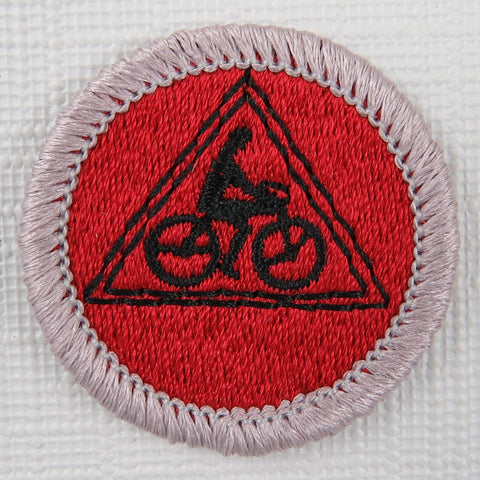 Cycling (Triangle-Silver) Current Issue Design Plastic Back Merit Badge [MB-432]